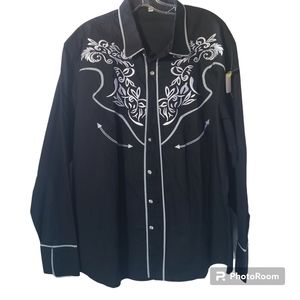 Men's black western button-down shirt.